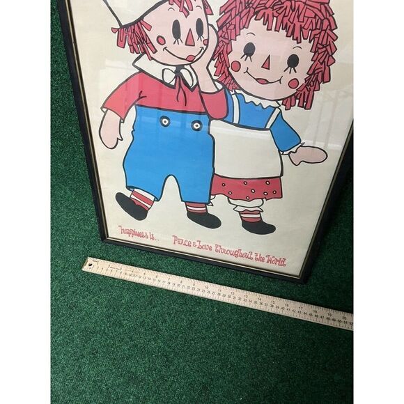 Vintage Raggedy Ann & Andy Vintage Print 21x17” - “Happiness Is Peace & Love...” - Picture 7 of 7